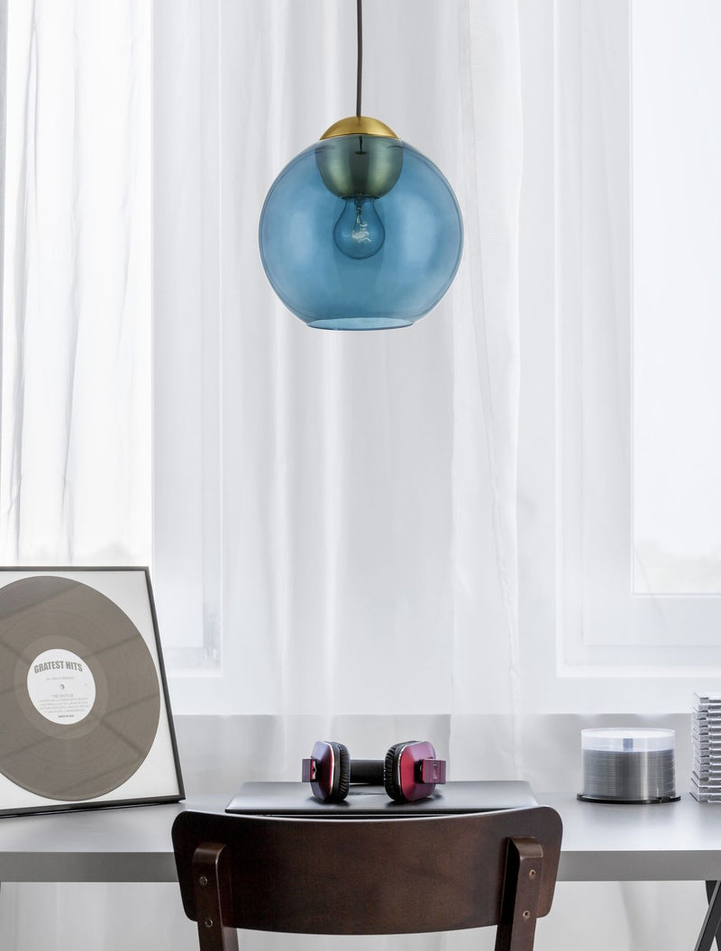 Suspension Midori dorée et bleu, verre