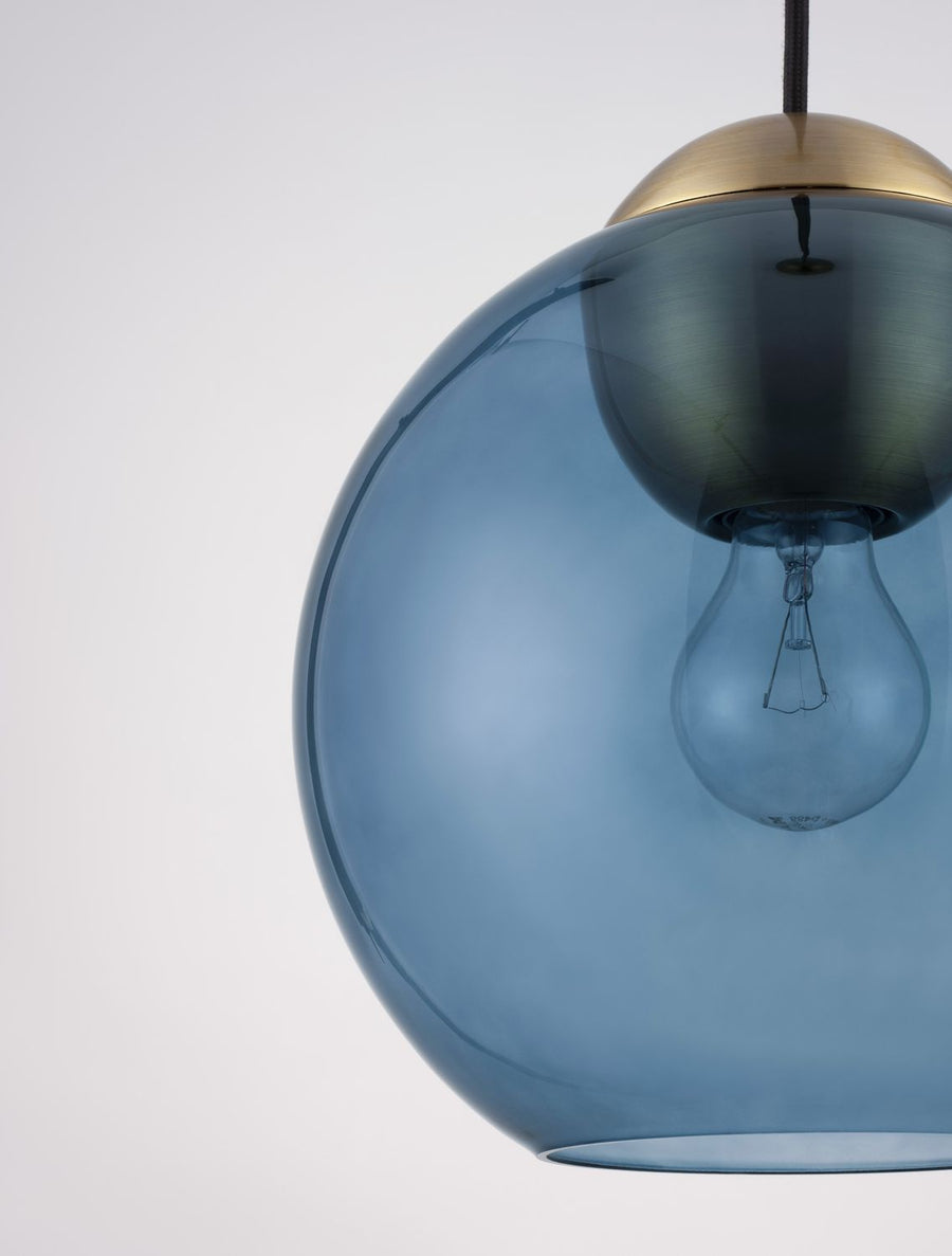 Suspension Midori dorée et bleu, verre