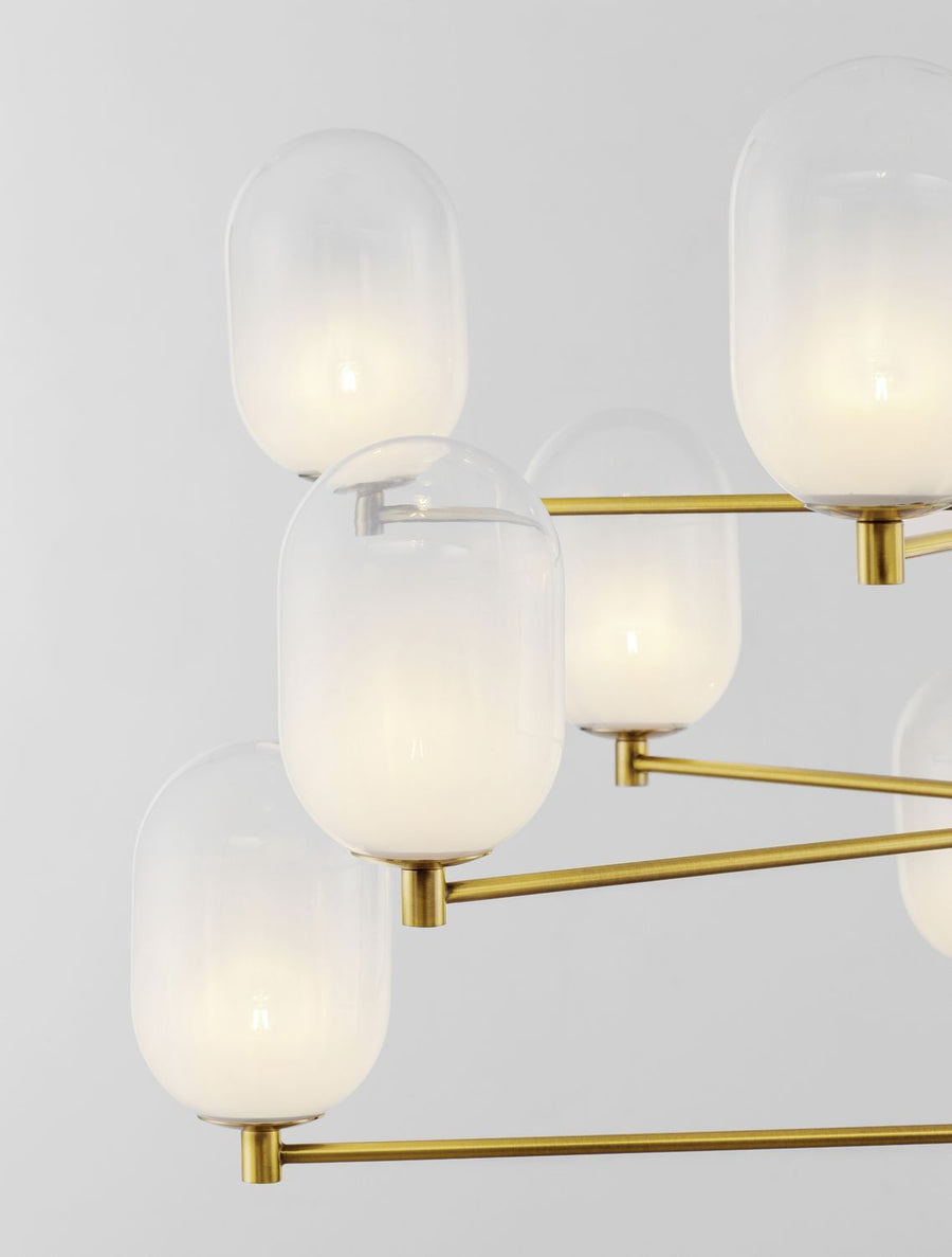 Suspension Balor 12 lumières dorée, verre