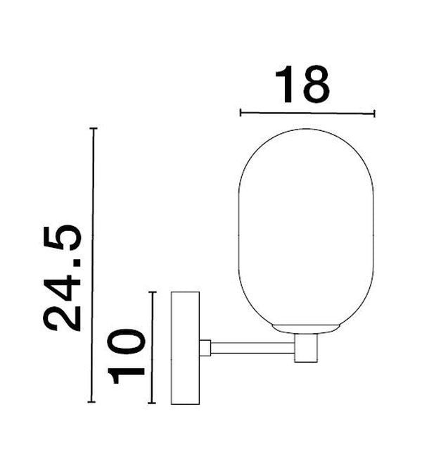 Schéma coté indiquant hauteur 24,5 cm, largeur 18 cm et base 10 cm