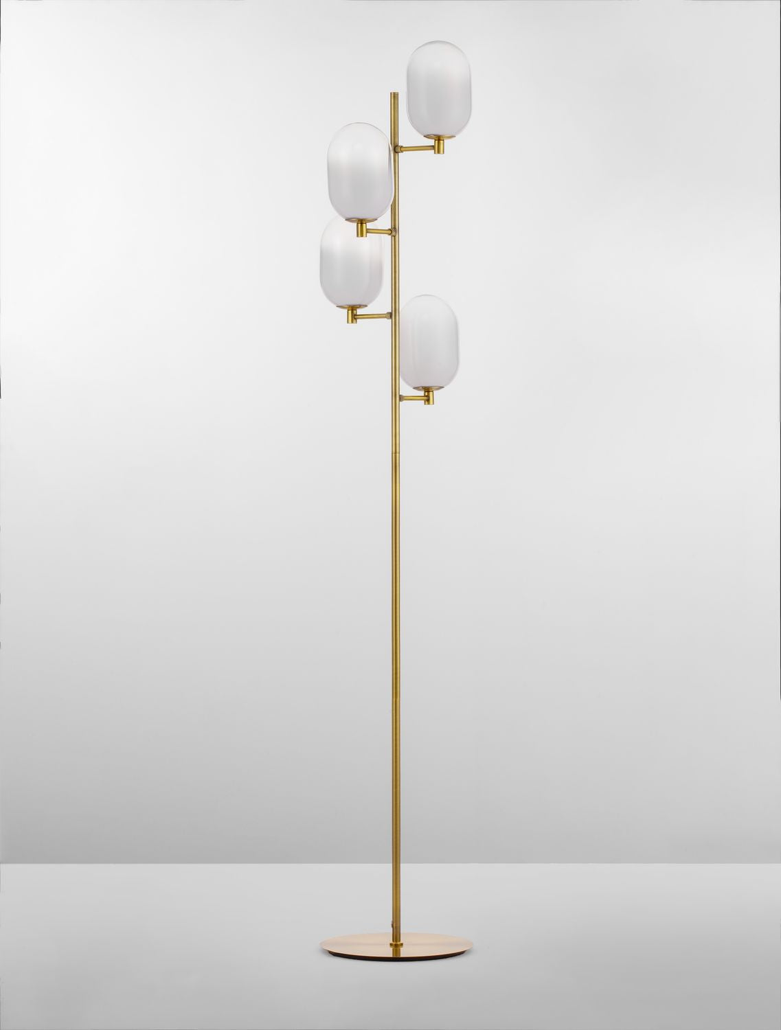 Lampadaire Balor 4 lumières doré, verre