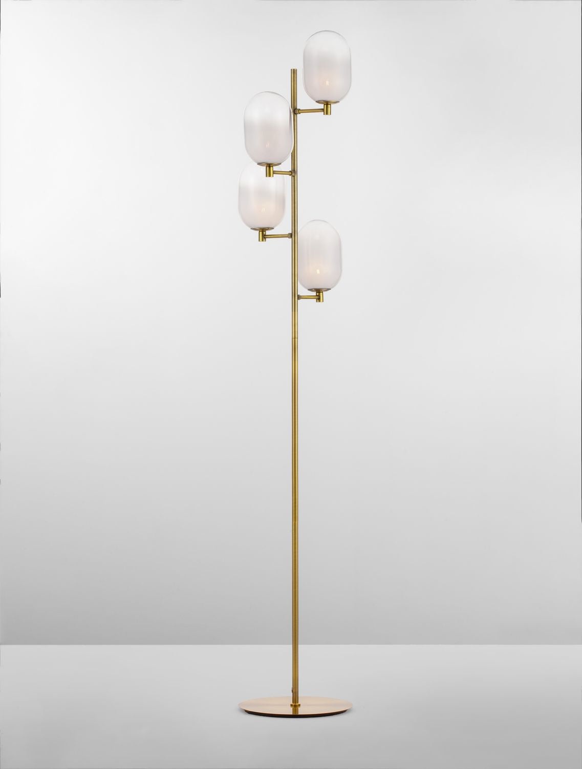 Lampadaire Balor 4 lumières doré, verre