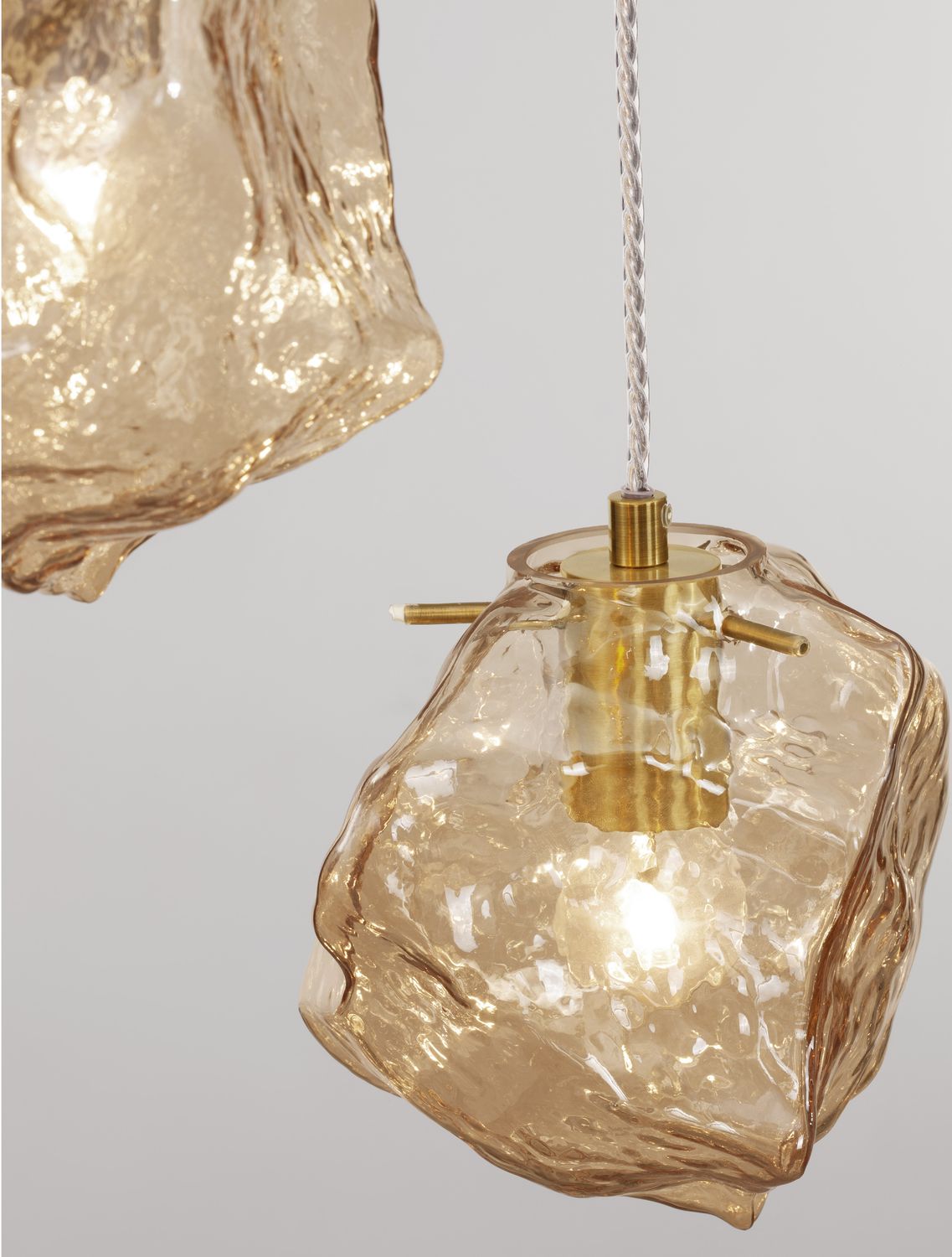 Suspension Odelle 5 lumières dorée, verre