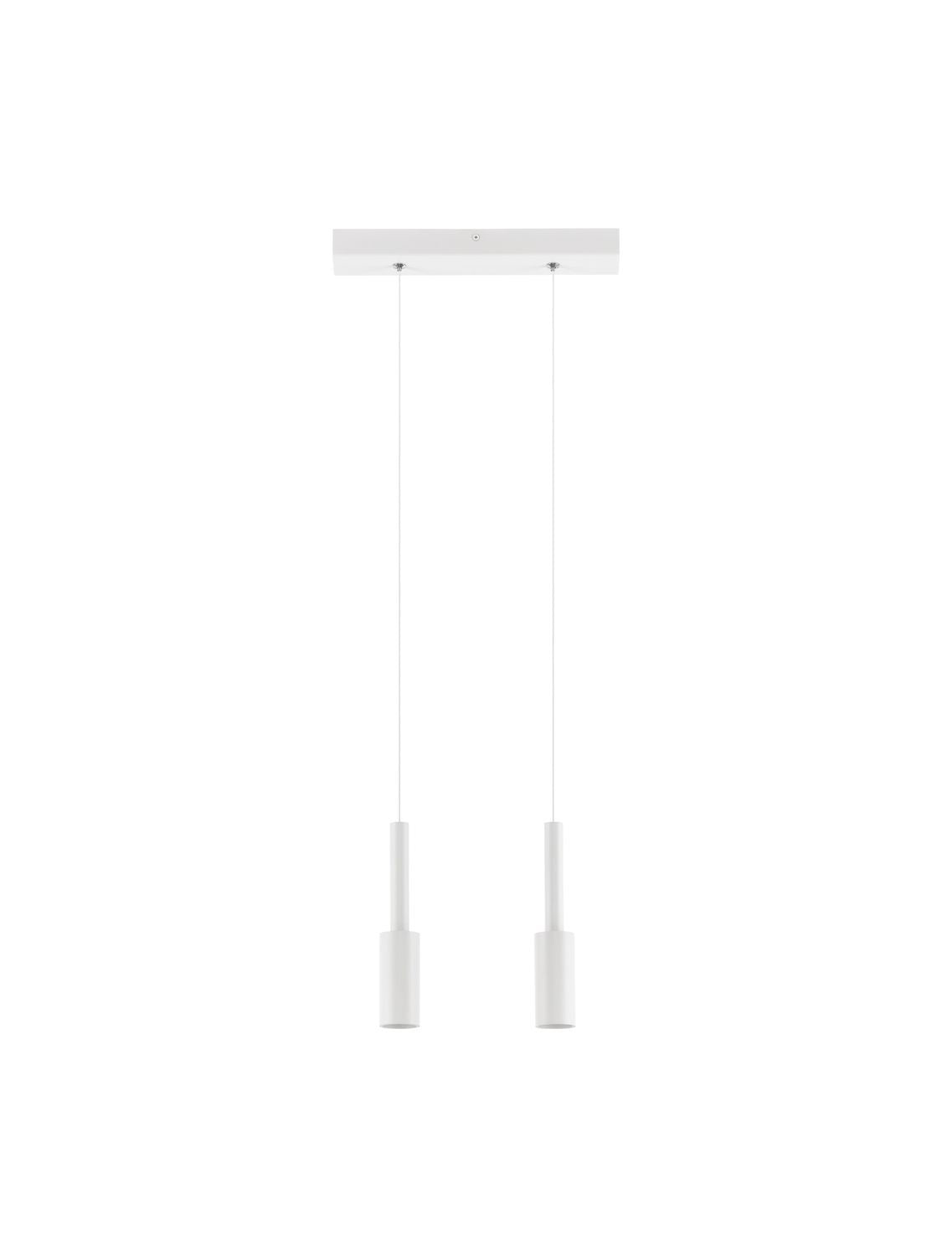 Vue de face du luminaire blanc sur fond blanc avec sa barre de fixation