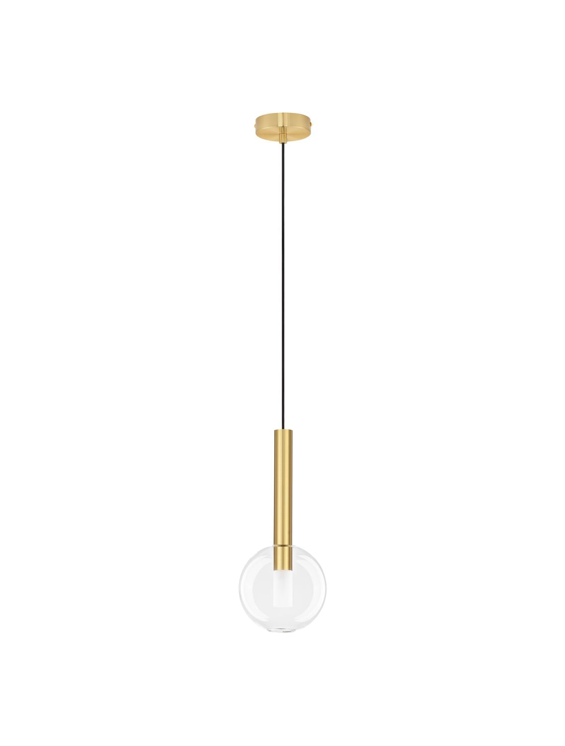 Suspension Amelia dorée, verre, H 150 cm