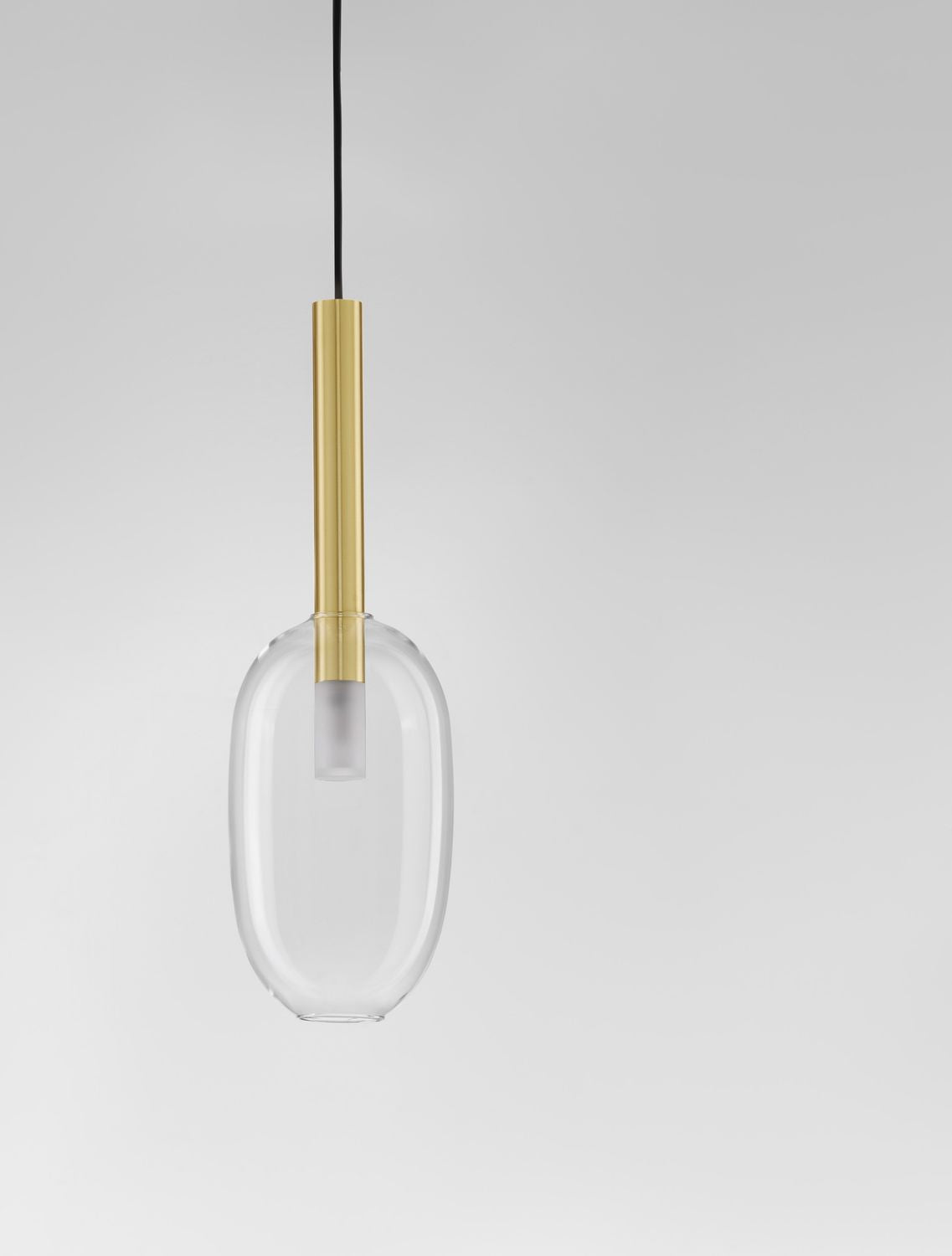 Suspension Amelia dorée, verre, H 179 cm