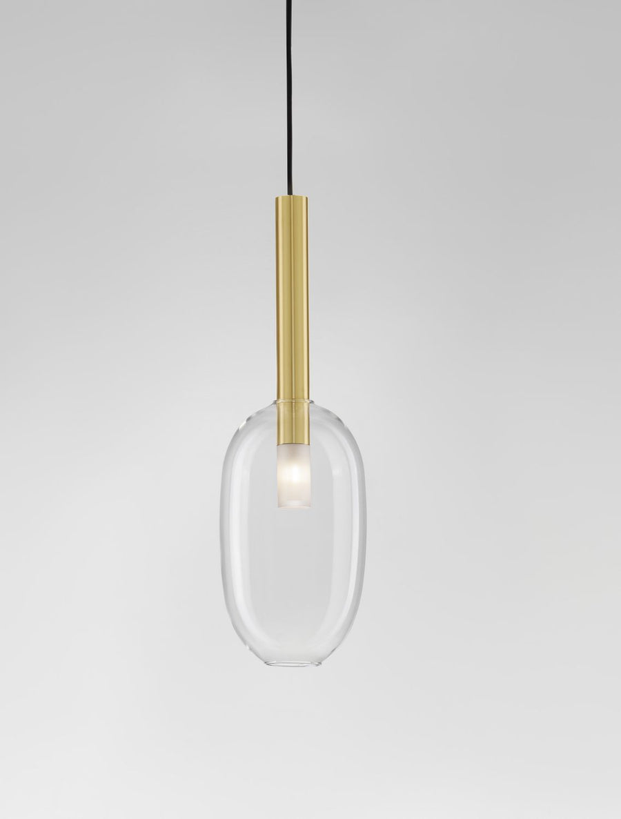 Suspension Amelia dorée, verre, H 179 cm