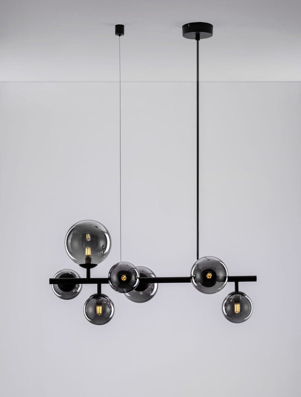 Suspension Odillia 7 lumières noire, verre (9028857)