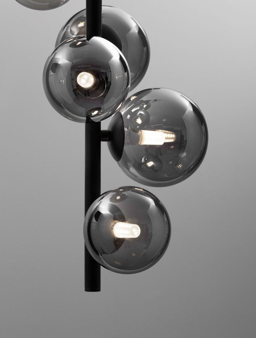 Suspension Odillia 6 lumières noire, verre (9028859)