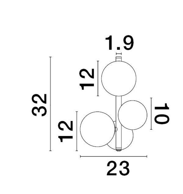 Applique murale Odillia 3 lumières noire, verre (9028861)