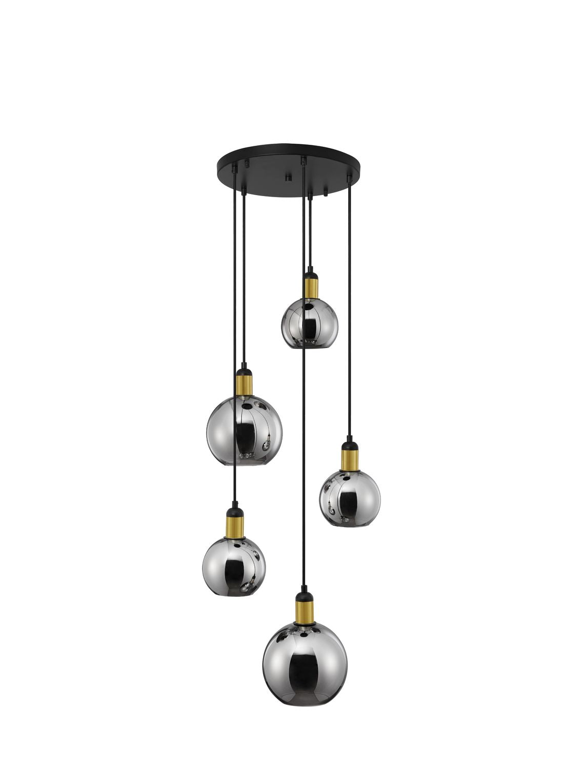 Suspension Mirro 5 lumières dorée, verre