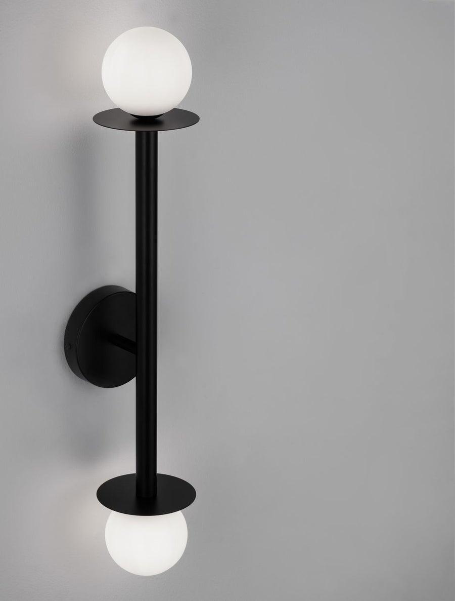 Applique murale Pielo 2 lumières noire, verre