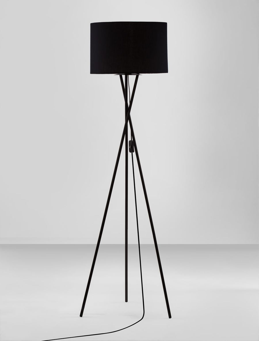 Lampadaire Retro noir, tissu