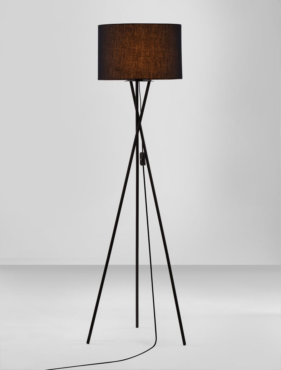 Lampadaire Retro noir, tissu