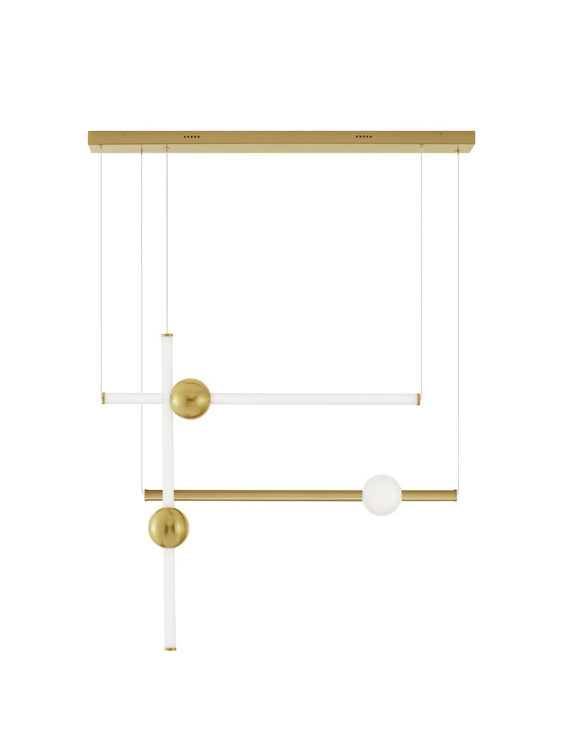 Suspension Neutron dorée, H 200 cm