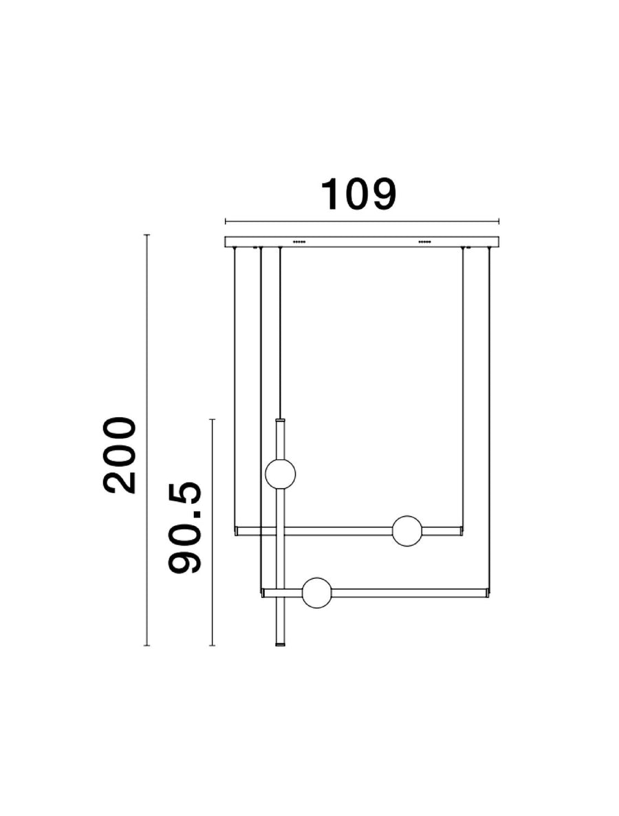 Suspension Neutron dorée, H 200 cm