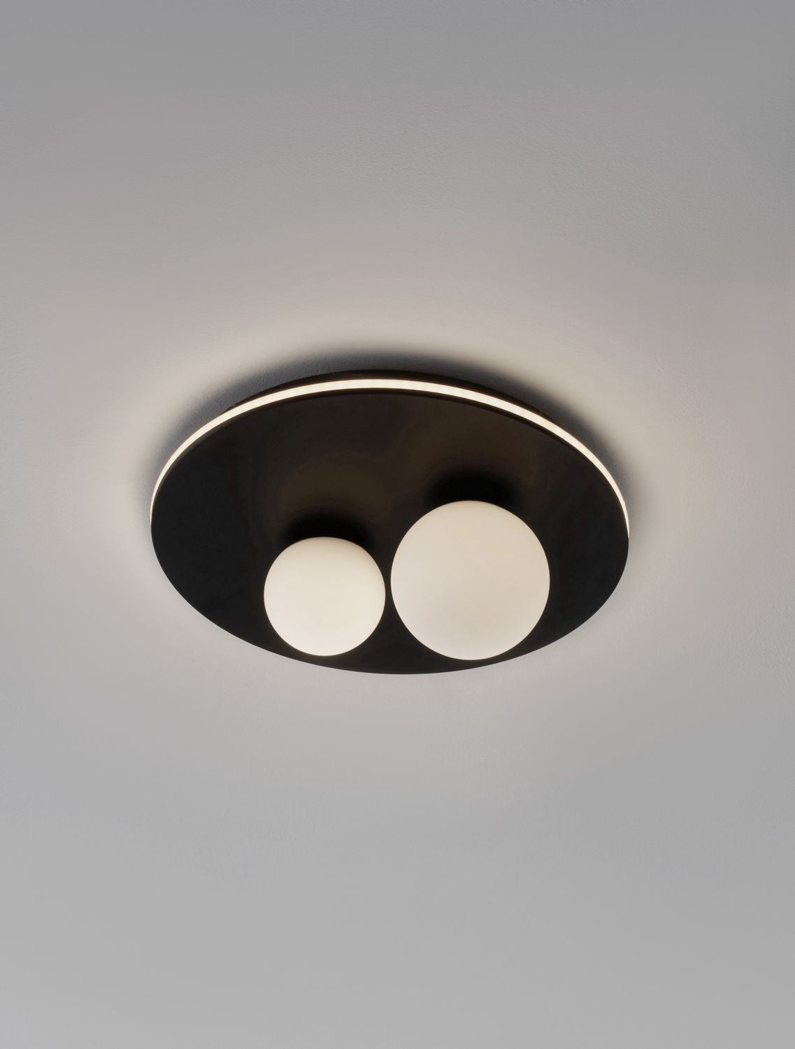 Plafonnier Velna noir, verre, Ø 40 cm