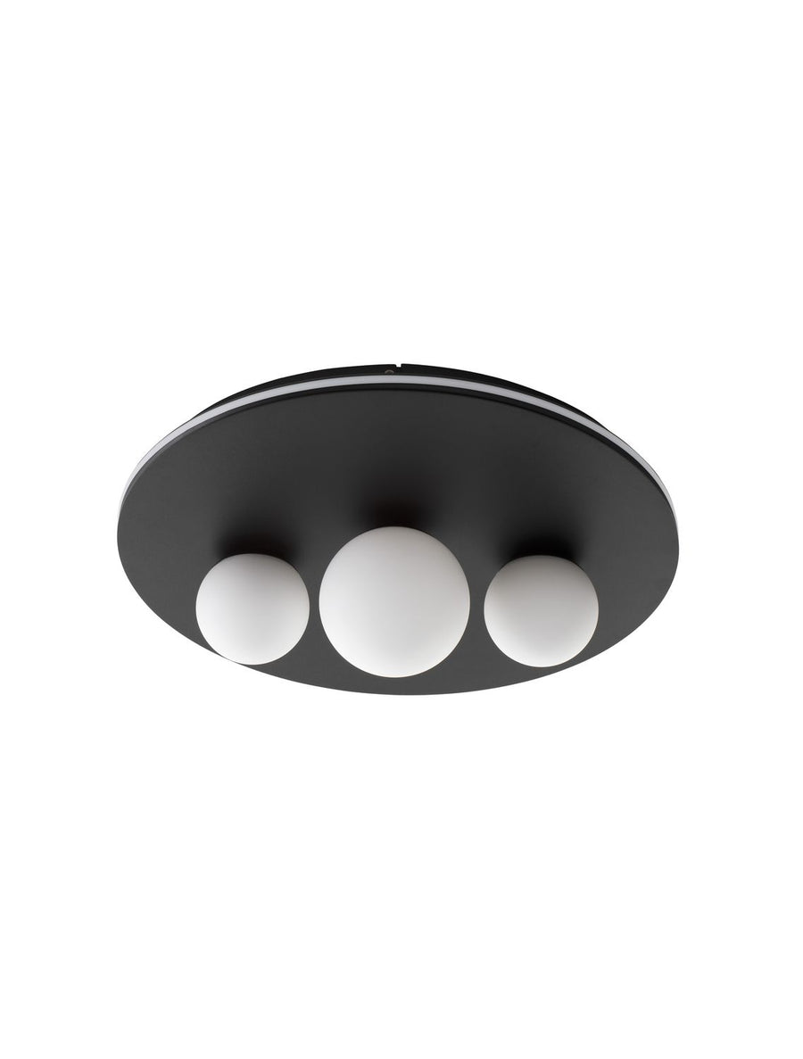 Plafonnier Velna noir, verre, Ø 49,5 cm