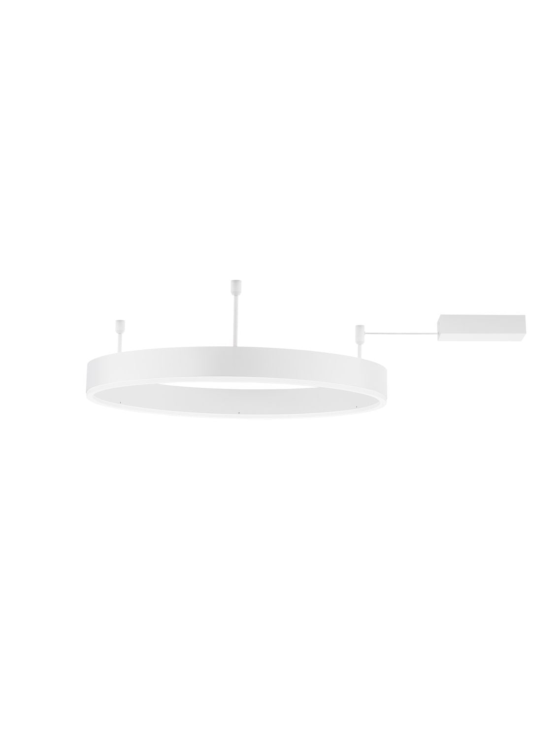 Vue de face du luminaire anneau blanc sur fond blanc neutre