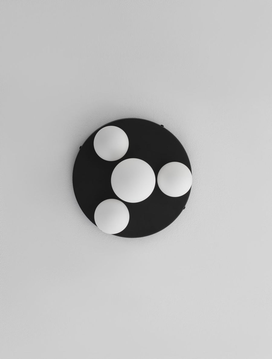 Plafonnier Edem 4 lumières noir, verre