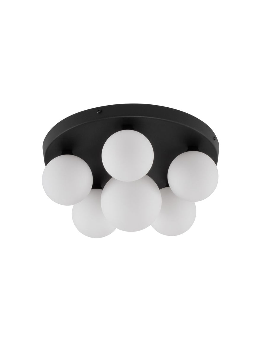 Produit isolé sur fond blanc, montrant la base noire et les six sphères opalines