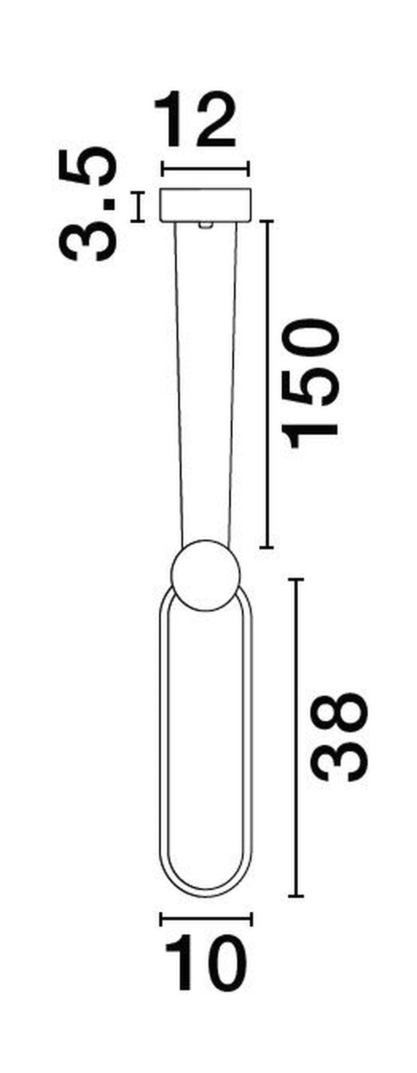 Schéma technique coté du luminaire avec hauteur et largeur indiquées
