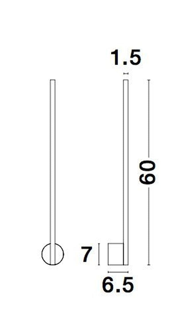 Schéma coté indiquant 60 cm de hauteur et dimensions de la base