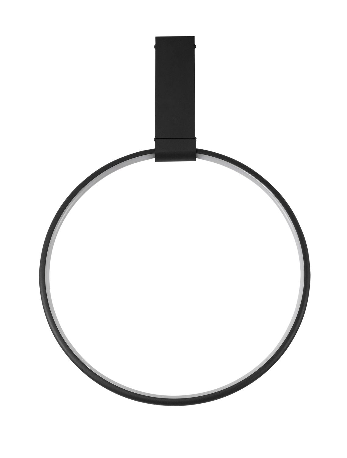 Produit de face sur fond blanc : anneau noir et tige de fixation rectangulaire