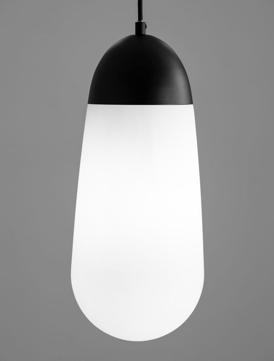 Suspension Blaky 5 lumières noire, verre, H 300 cm