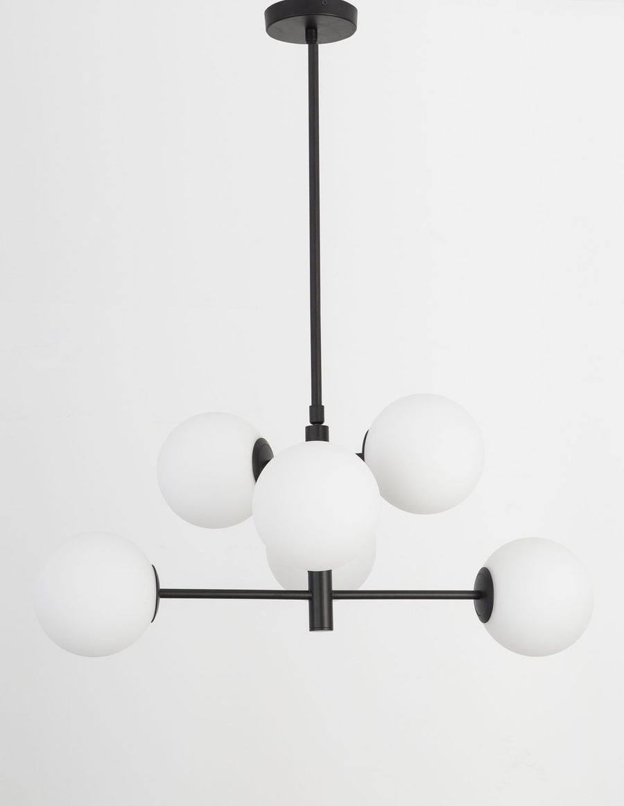 Suspension Impero 6 lumières noire, verre