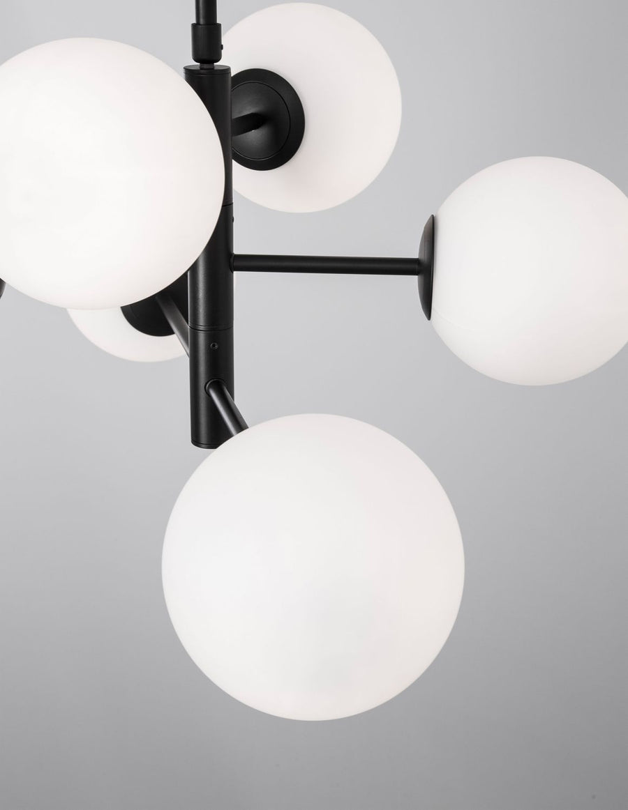 Suspension Impero 6 lumières noire, verre