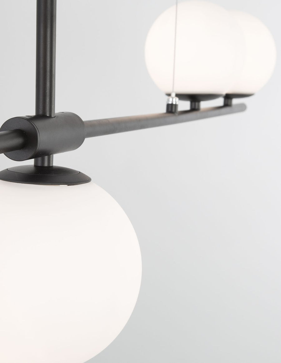Suspension Impero 4 lumières noire, verre