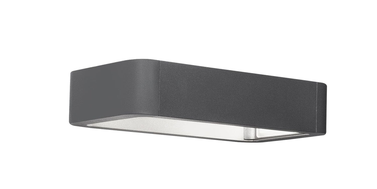 Vue produit sur fond blanc du boîtier rectangulaire gris anthracite avec diffuseur en verre