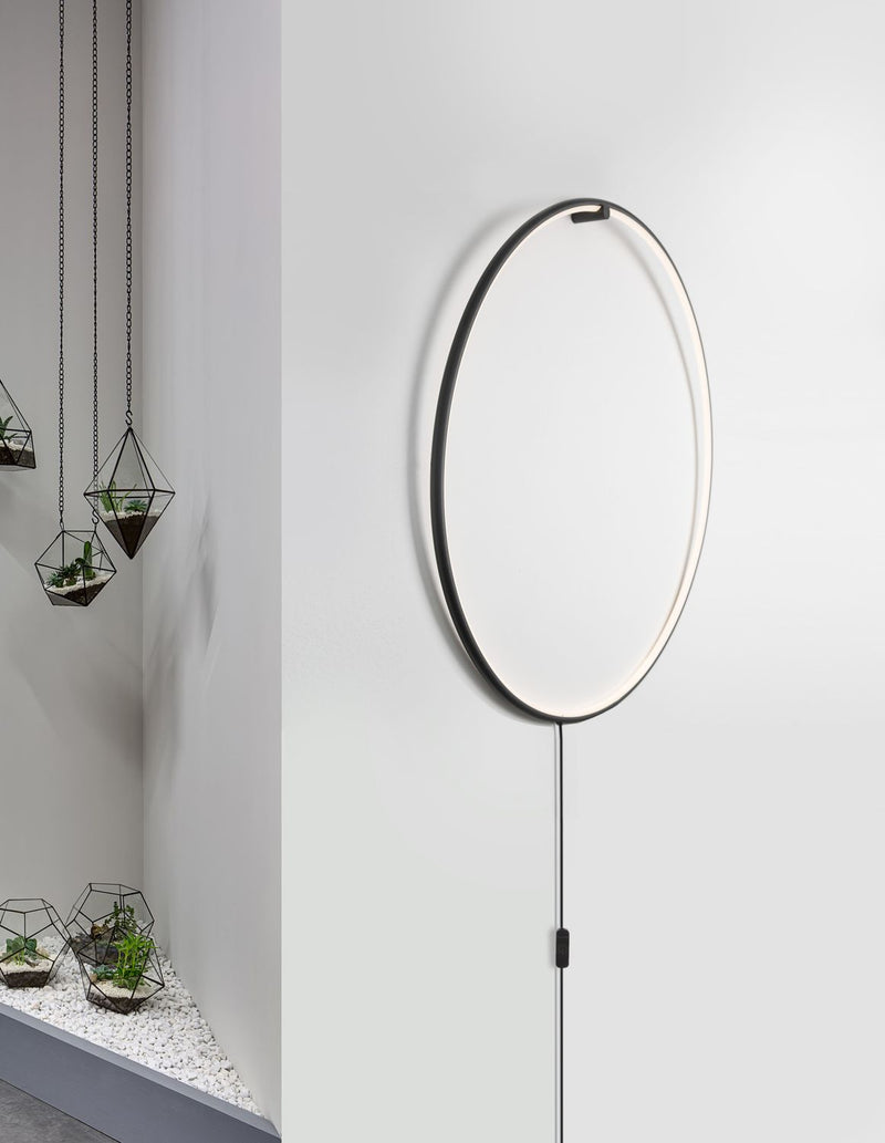 Lampe à poser Ring noire, H 79 cm