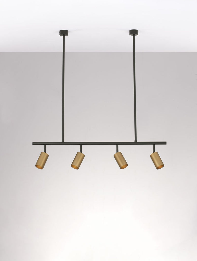 Suspension Pogno 4 lumières noire, L 96 cm