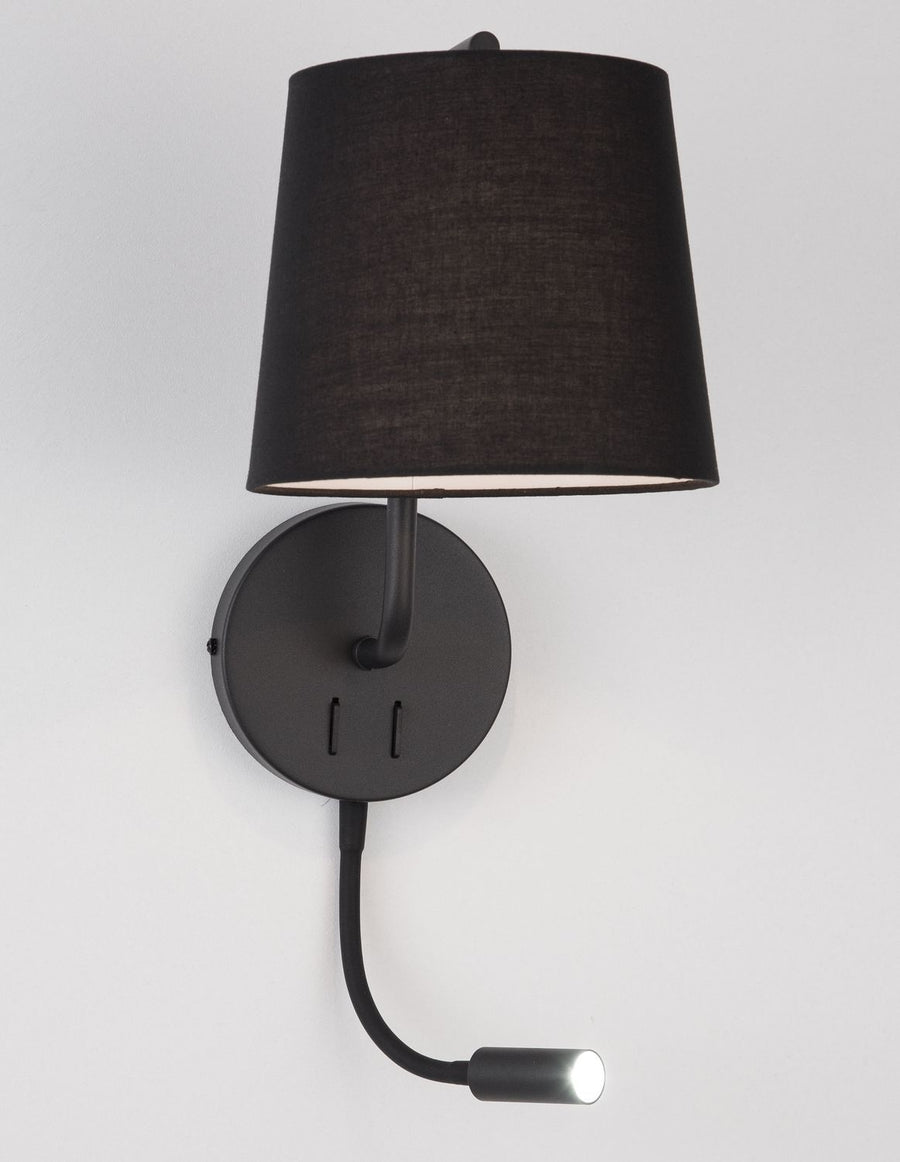 Applique murale Sage 2 lumières noire, tissu