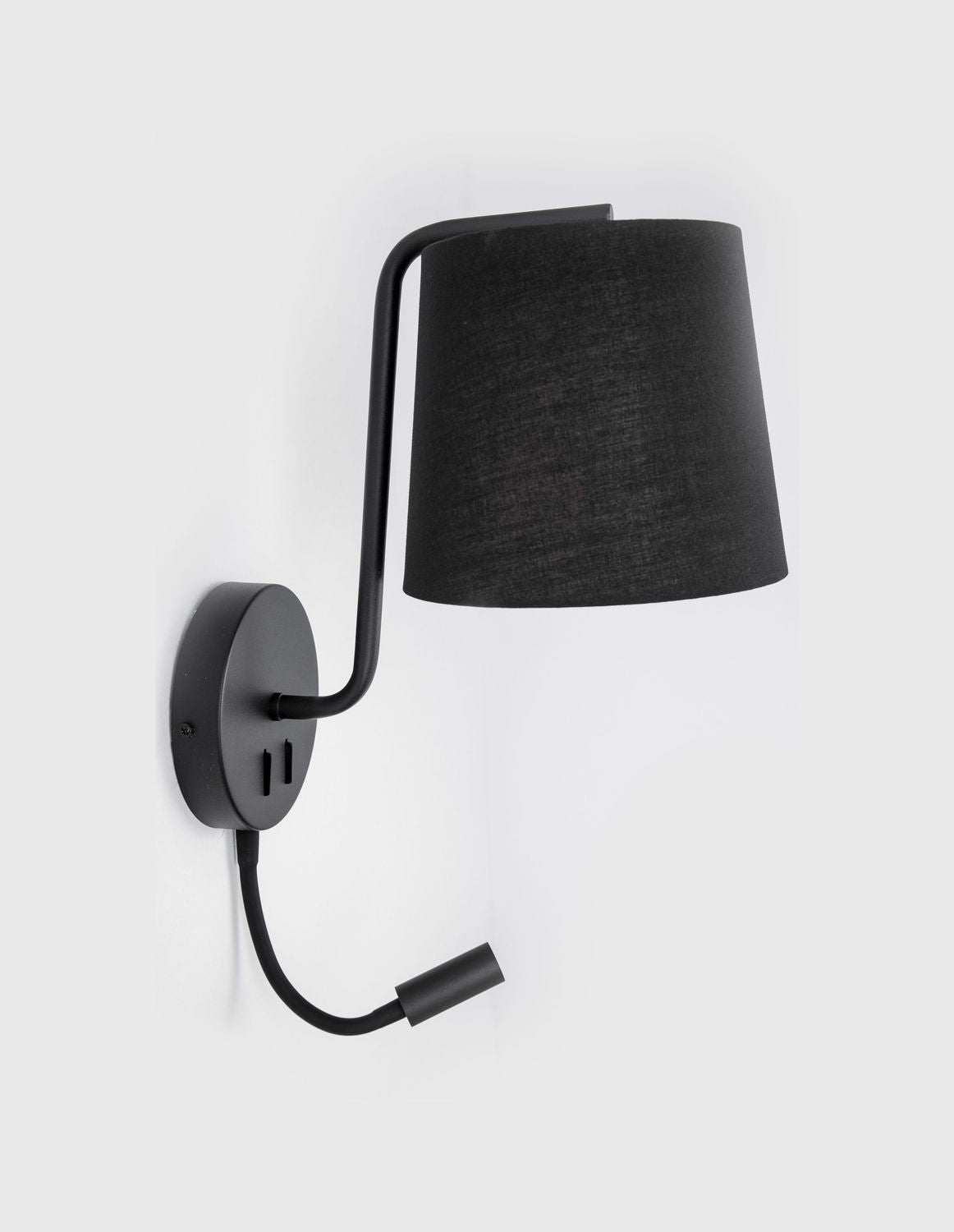 Applique murale Sage 2 lumières noire, tissu