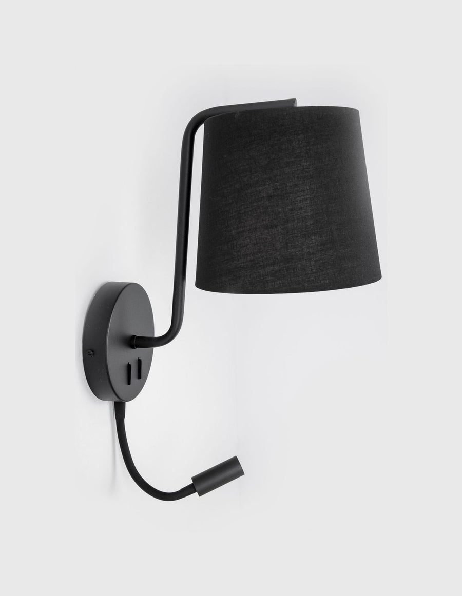 Applique murale Sage 2 lumières noire, tissu