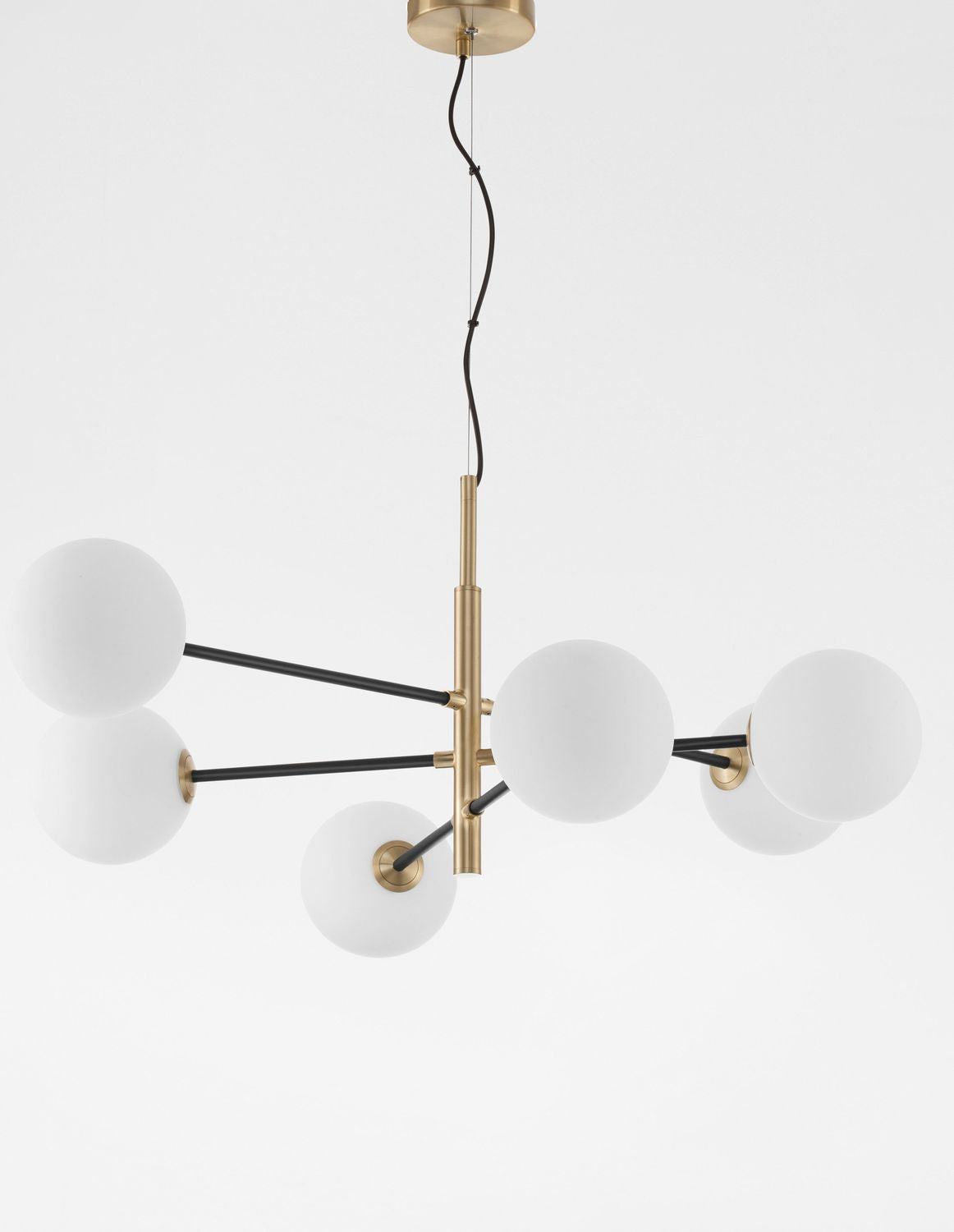 Suspension Vitra 6 lumières dorée, verre