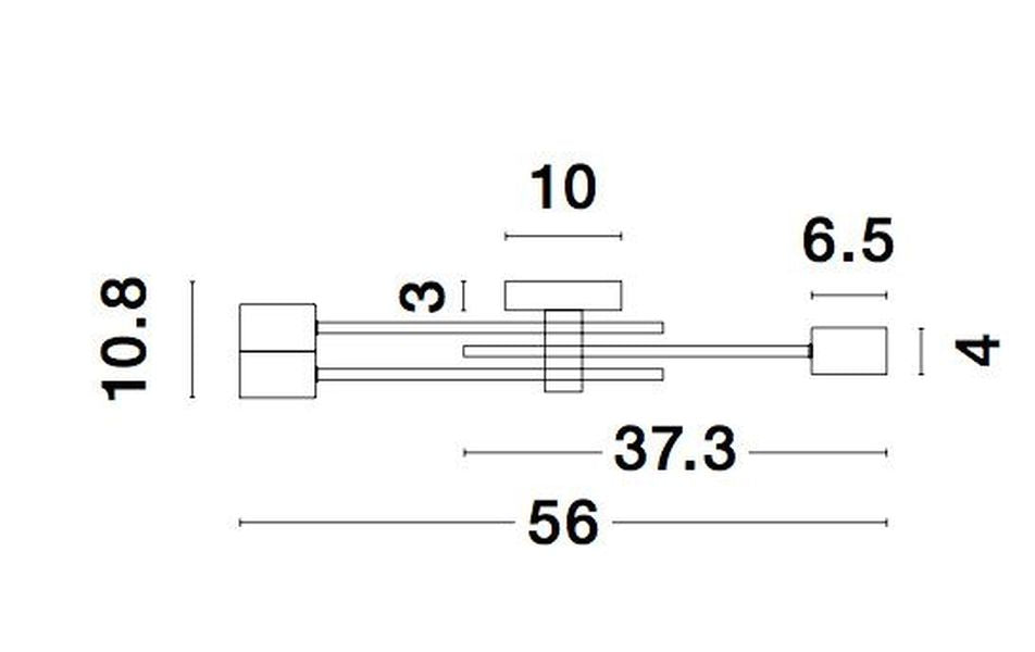 Schéma technique coté du plafonnier avec dimensions en centimètres et détails de fixation.