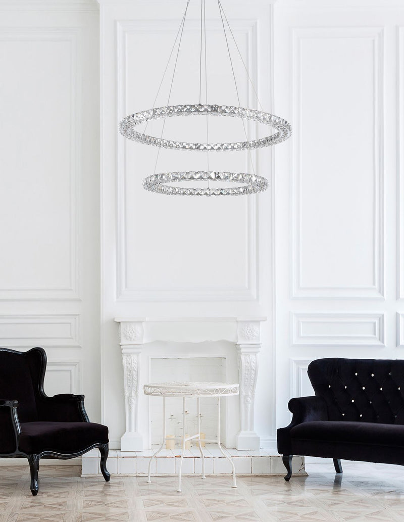Suspension Quentin chromée, cristal