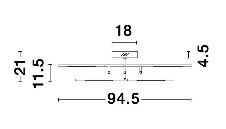 Plafonnier Raccio laiton, L 94,5 cm