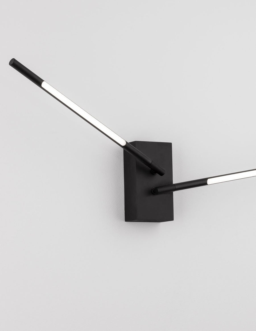 Applique murale Raccio noire, H 74 cm