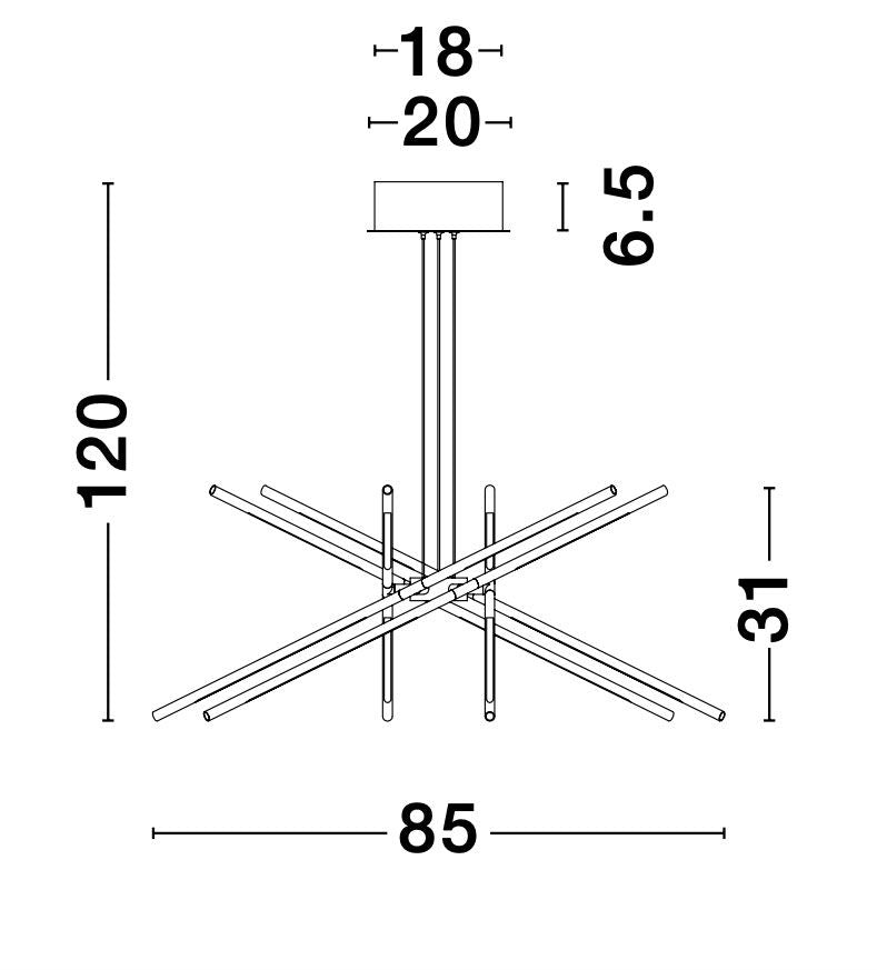 Suspension Raccio noire, H 120 cm