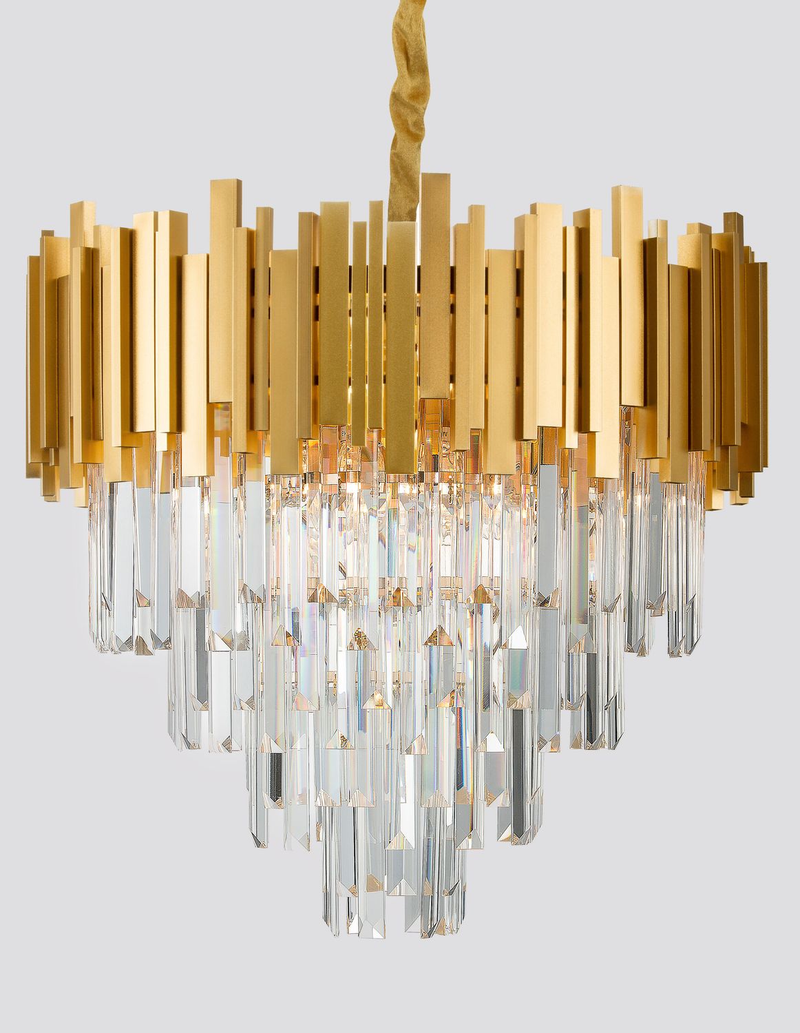 Suspension Grane 8 lumières dorée, cristal (9181200)