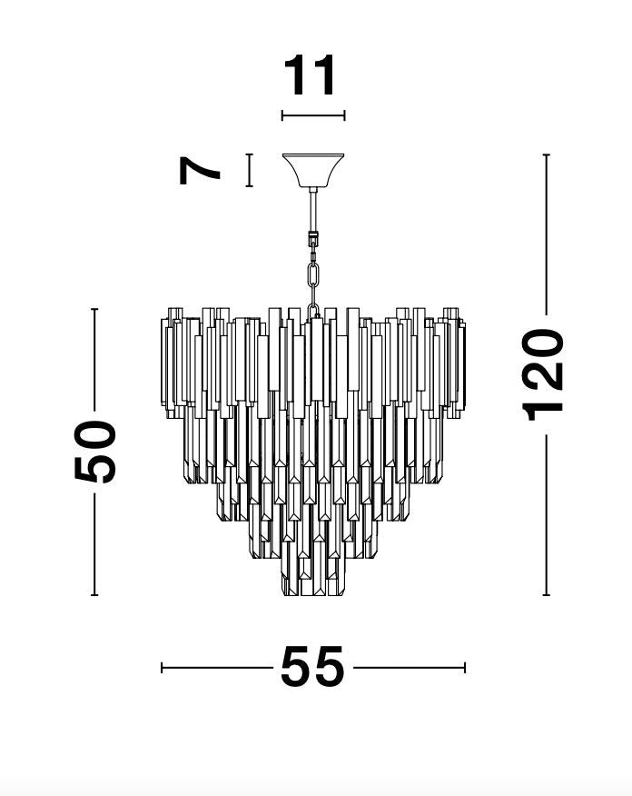 Suspension Grane 8 lumières dorée, cristal (9181200)
