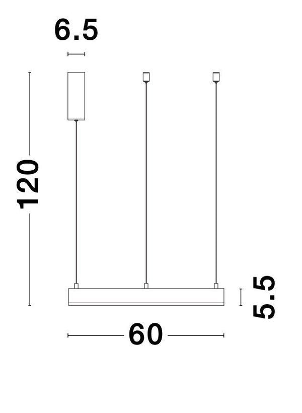Schéma technique coté : hauteur 120 cm et diamètre 60 cm