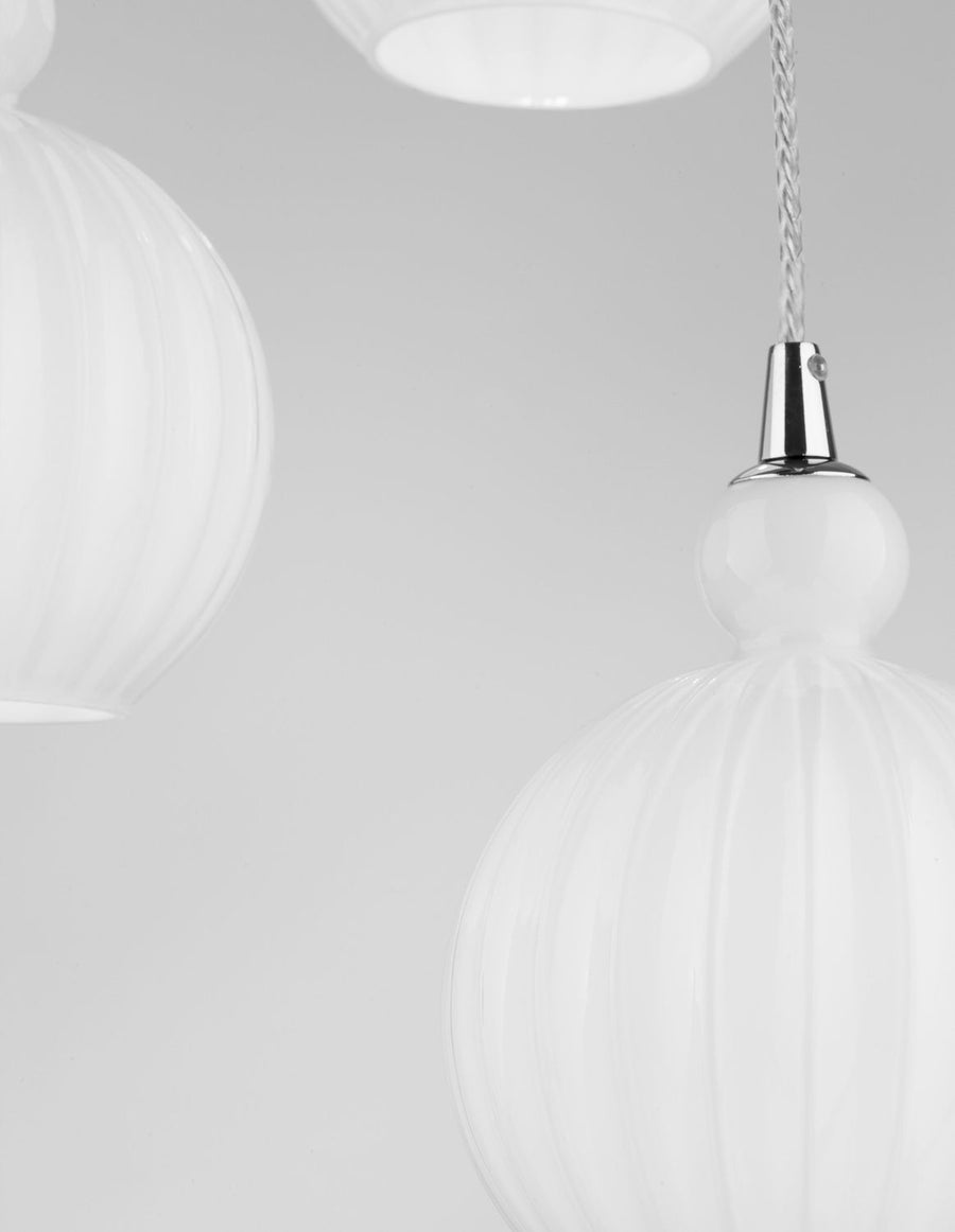 Suspension Odell 3 lumières blanche, verre