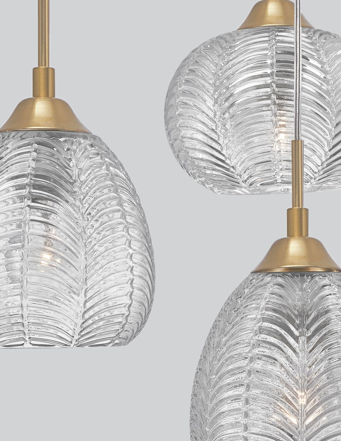 Suspension Vario 3 lumières dorée, verre (9191542)