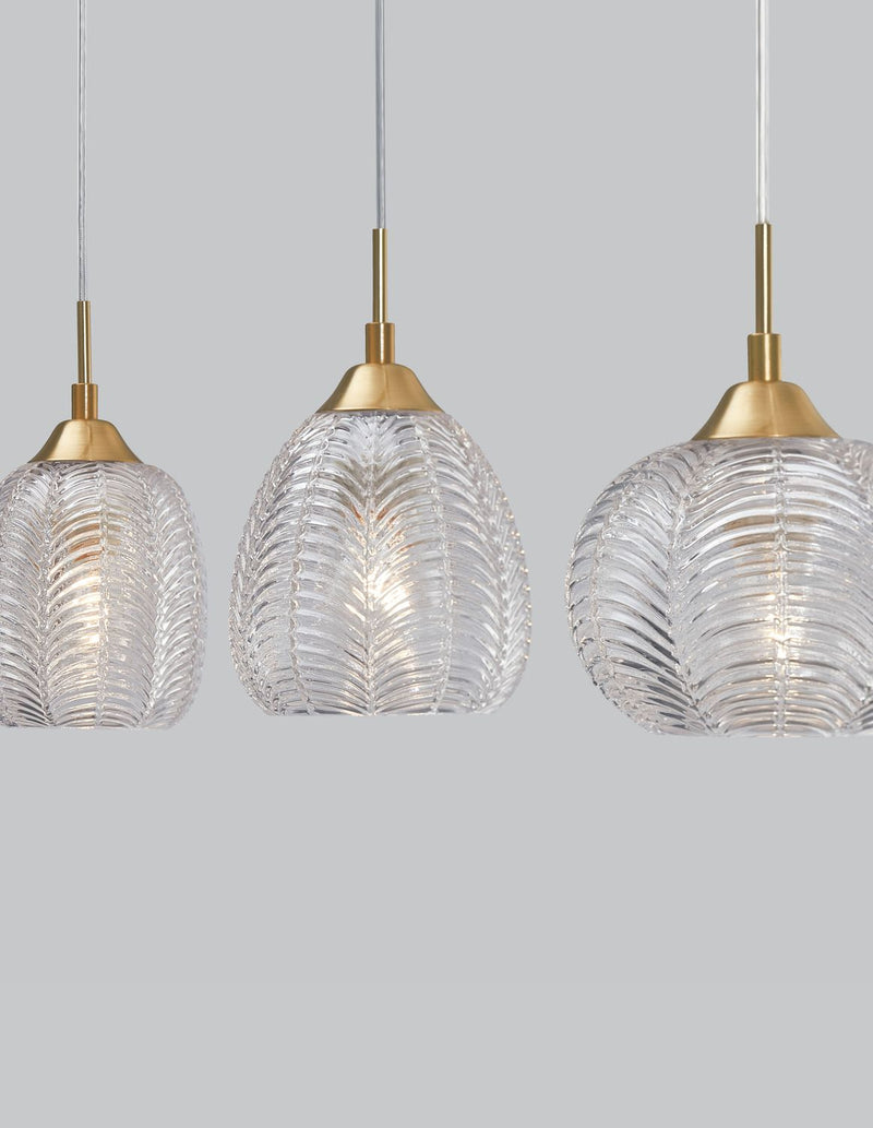 Suspension Vario 3 lumières dorée, verre (9191543)